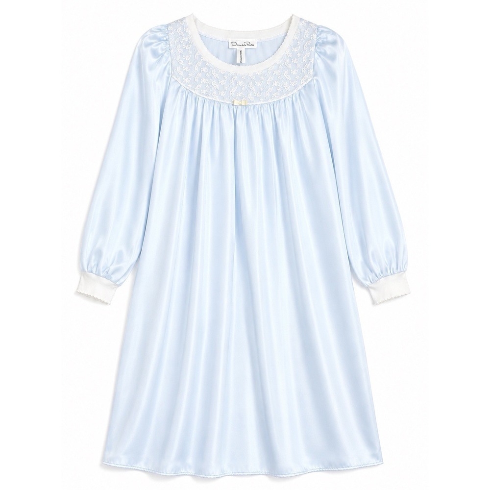 Vintage Oscar de la Renta Nightgown M/L Blue Balletcore Lace Coquette 90s Saks